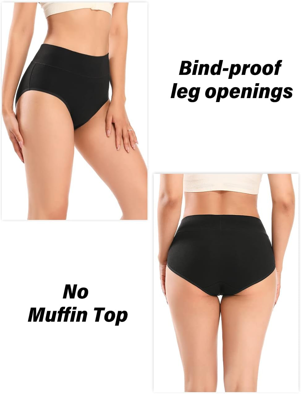 Women'S Underwear Cotton High Waist Briefs Full Coverage Soft Breathable Ladies Pantie