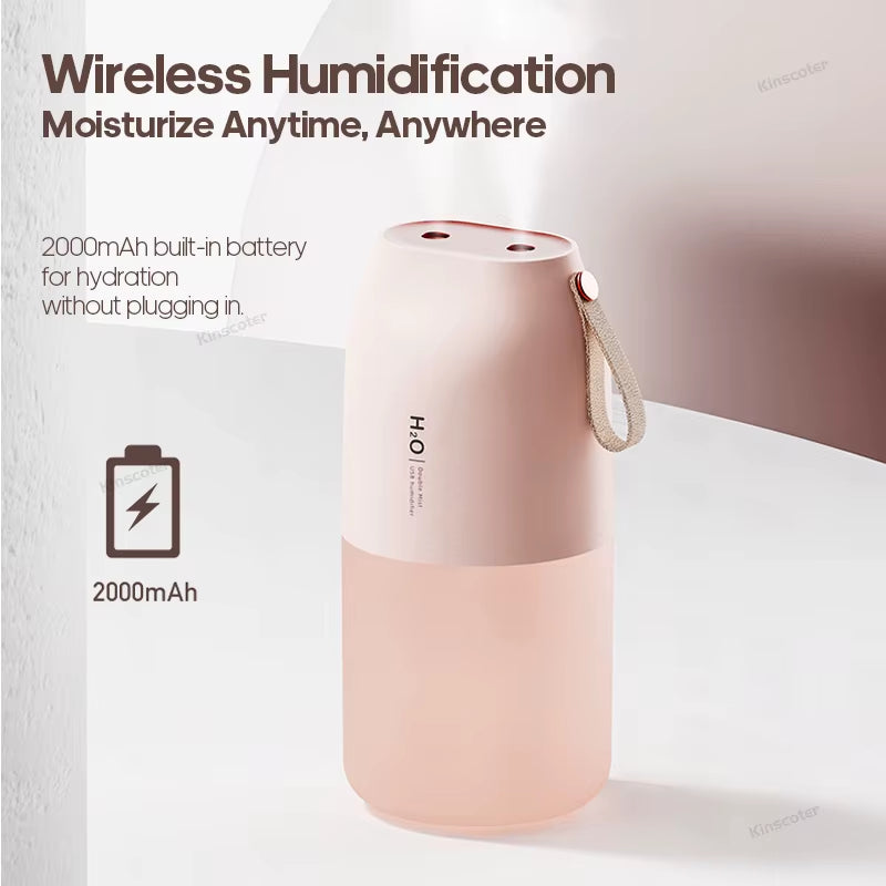 Portable Double Mist Air Humidifier 300Ml Cold Mist Diffuser 2000Mah Car Air Purifier USB Mini Air Freshener