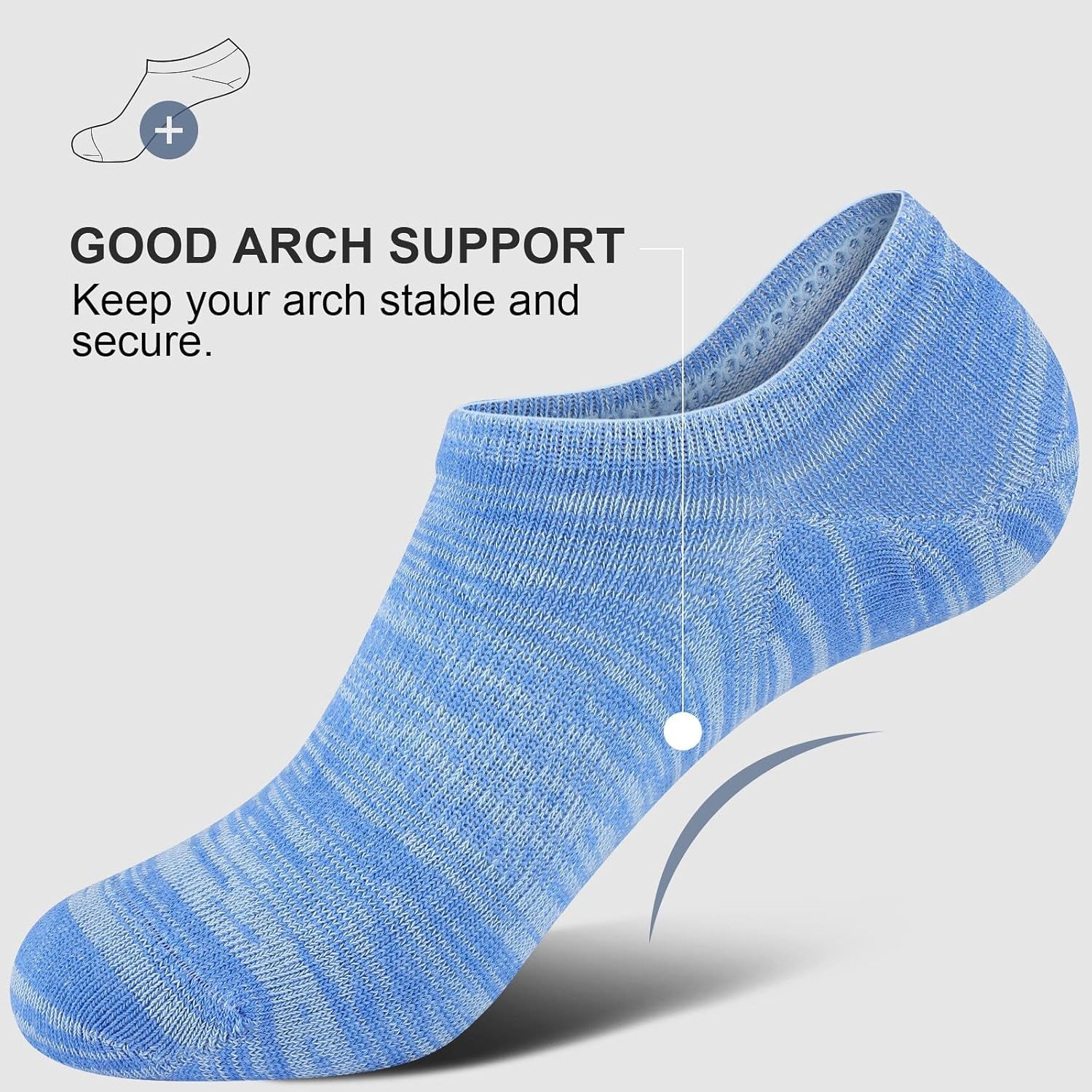No Show Socks Men, Low Cut Ankle Short Casual Cotton Socks with Non Slip Grips 6-10/11-13