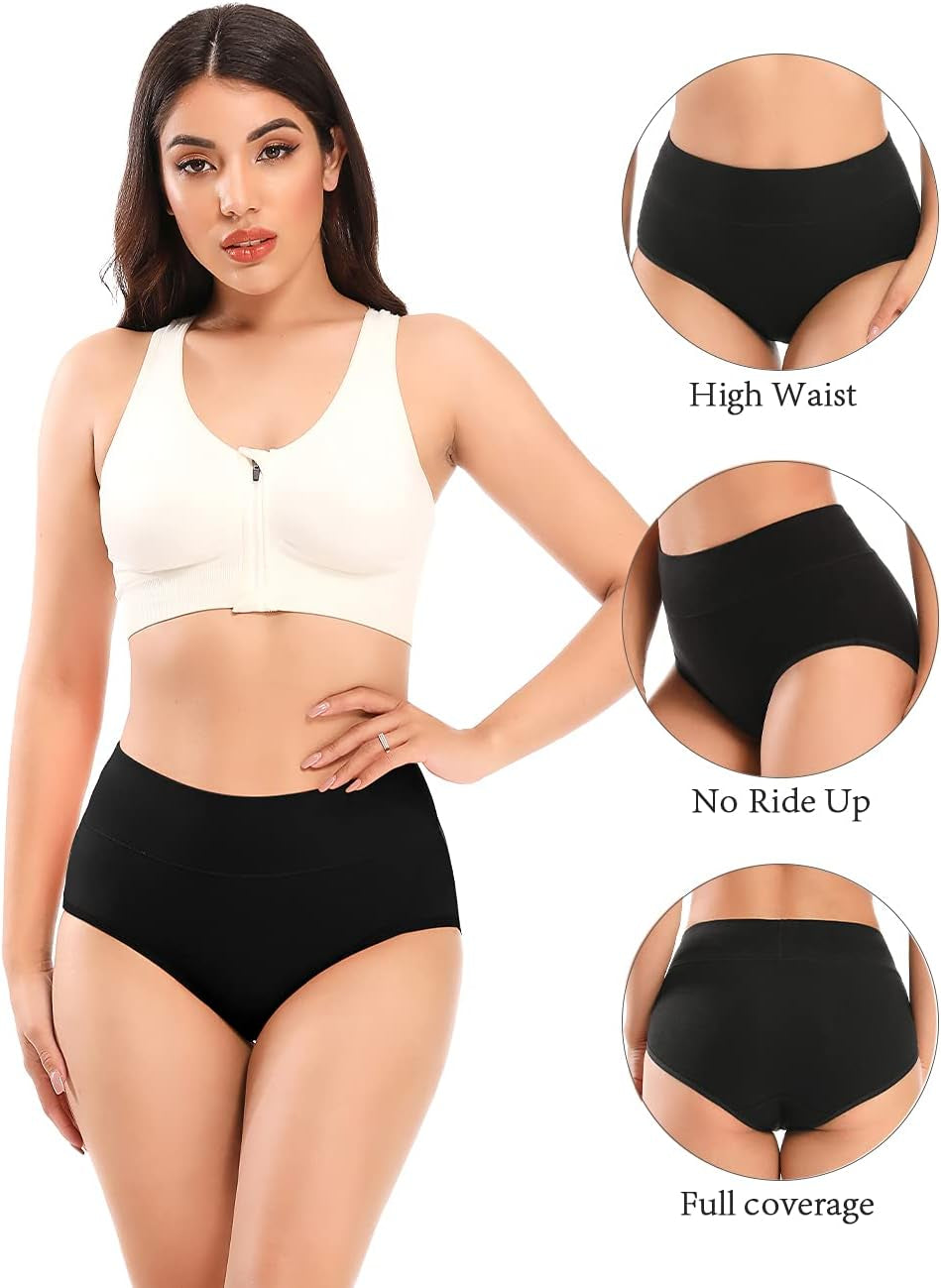 Women'S Underwear Cotton High Waist Briefs Full Coverage Soft Breathable Ladies Pantie