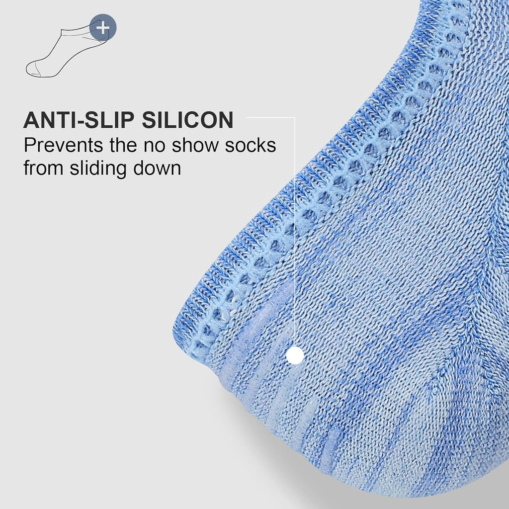 No Show Socks Men, Low Cut Ankle Short Casual Cotton Socks with Non Slip Grips 6-10/11-13