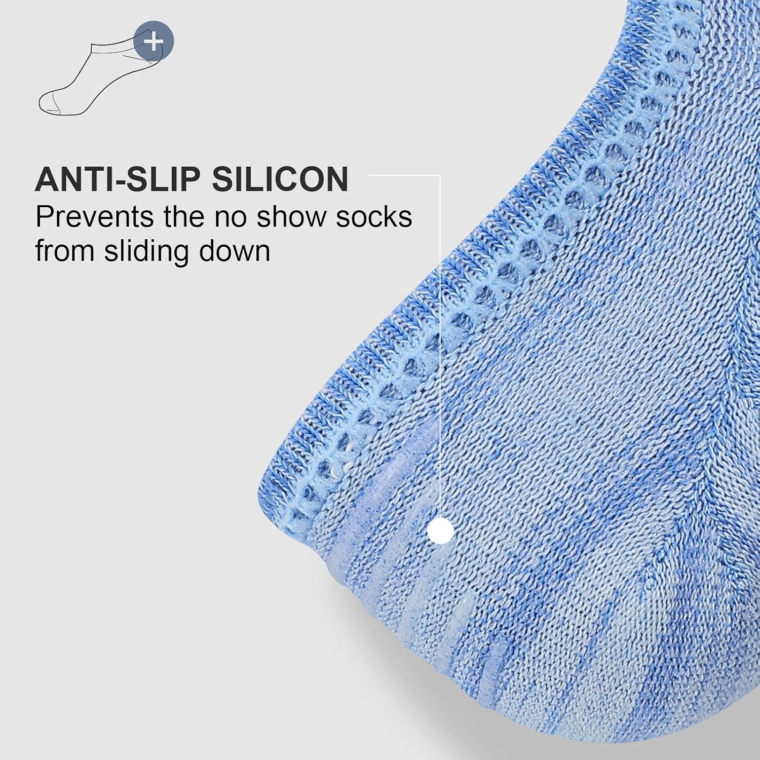No Show Socks Men, Low Cut Ankle Short Casual Cotton Socks with Non Slip Grips 6-10/11-13