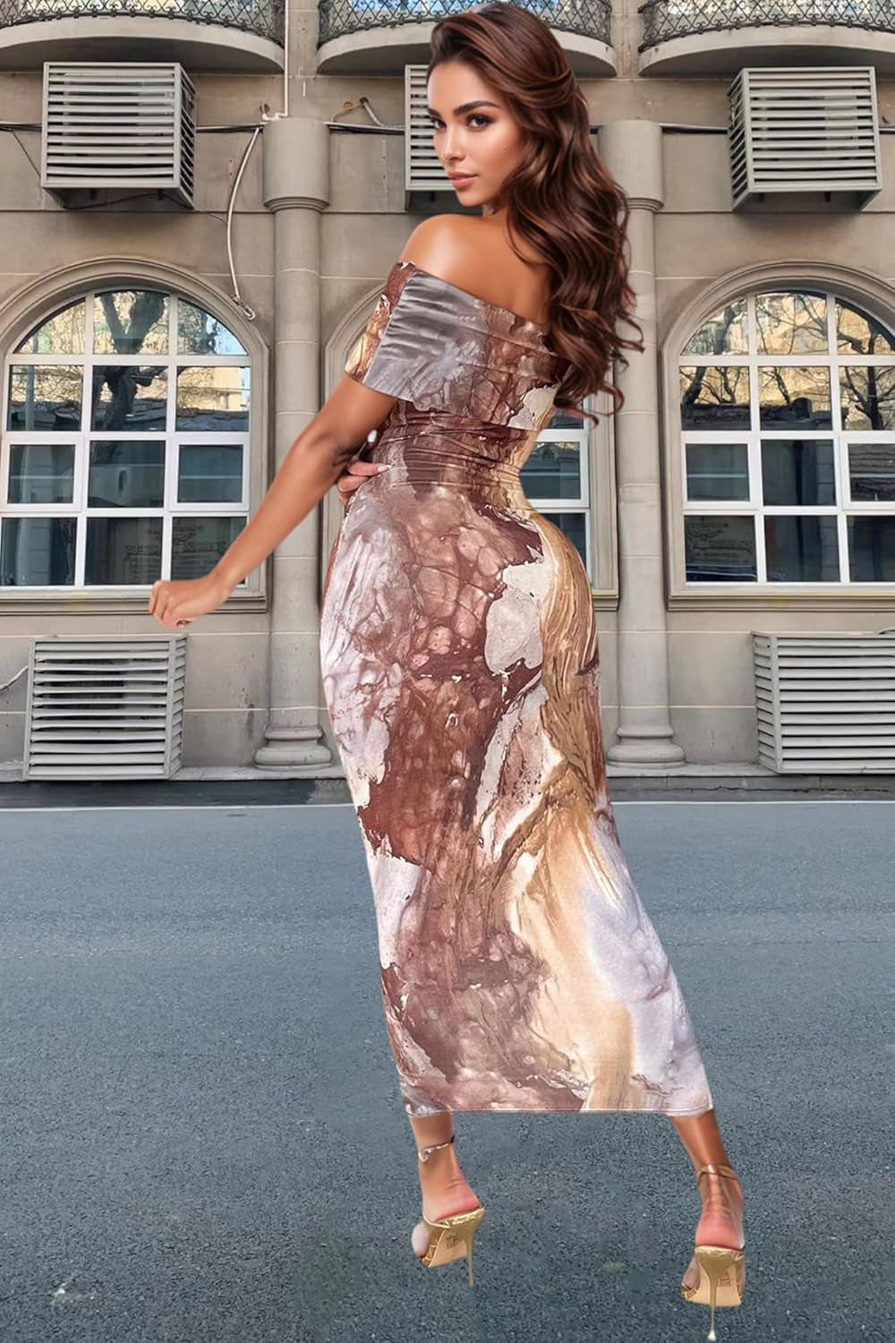 Women'S Sexy off Shoulder Maxi Dress Hawaiian Floral Evening Gown Long Dress