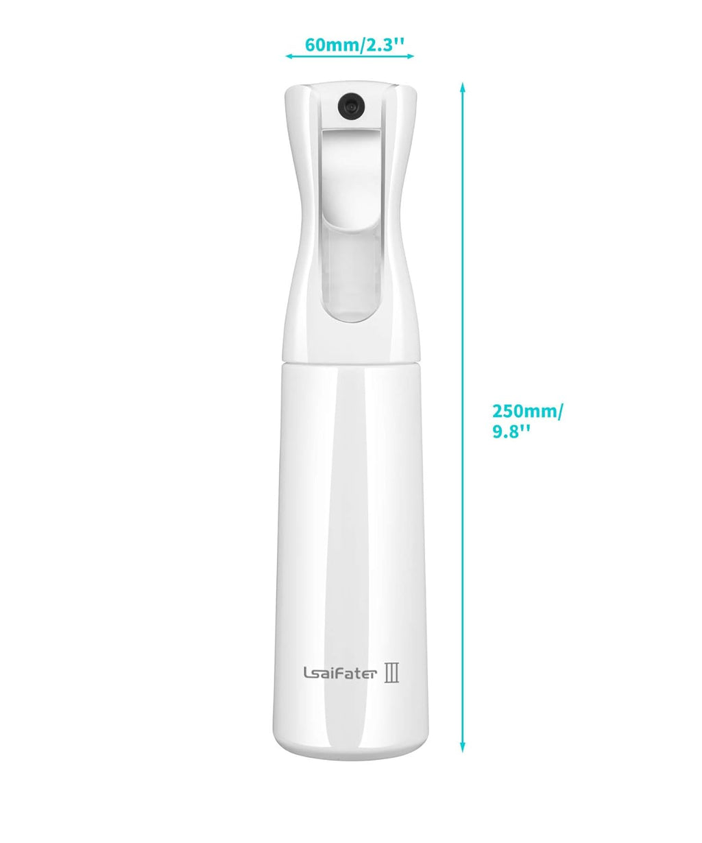 Water Spray Bottle for Hair (White - 10Oz), Hair Spray Bottle, Fine Plant Mister, Automatic Spray Bottle, Continuous Empty Spray Bottle for Hair Styling, Skin Care, Cleaning, Salons, Face & Plants