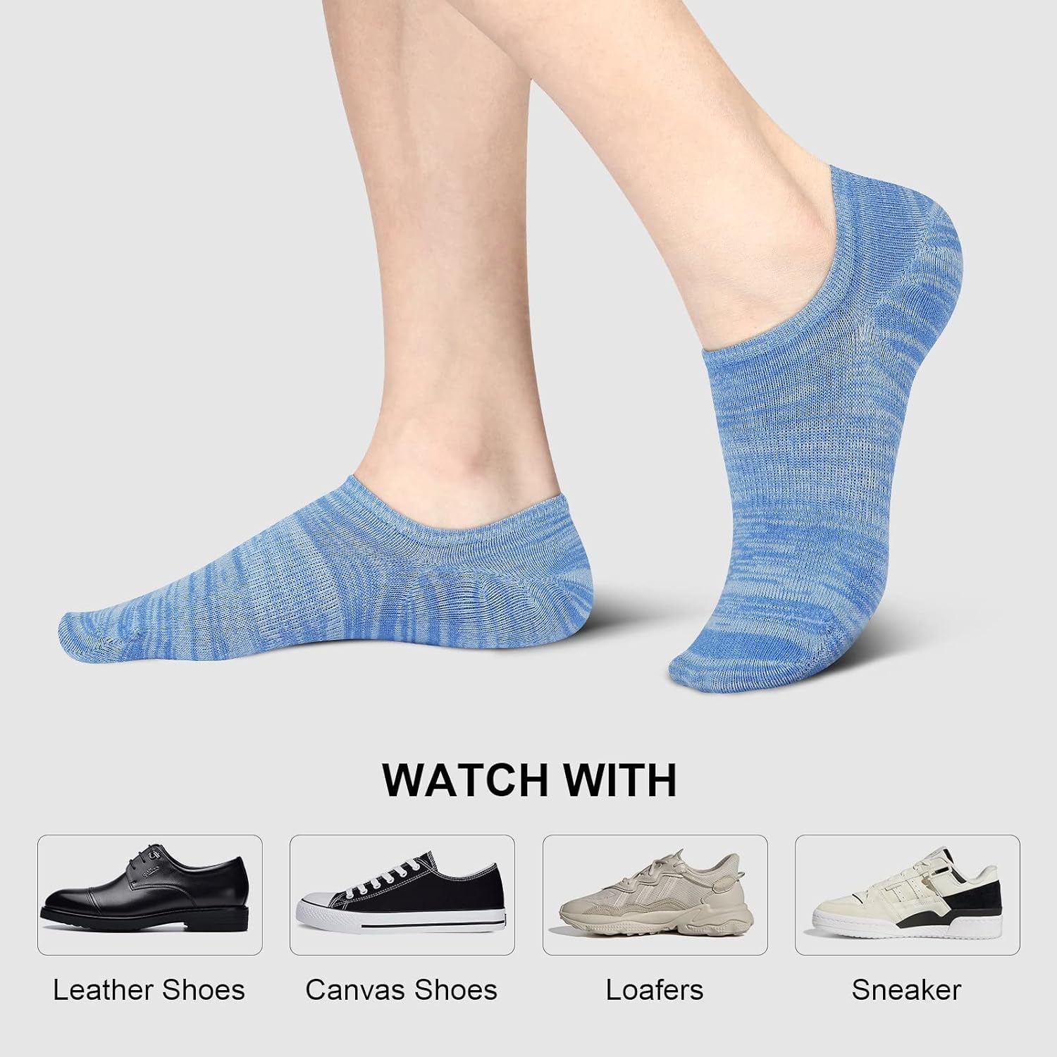 No Show Socks Men, Low Cut Ankle Short Casual Cotton Socks with Non Slip Grips 6-10/11-13