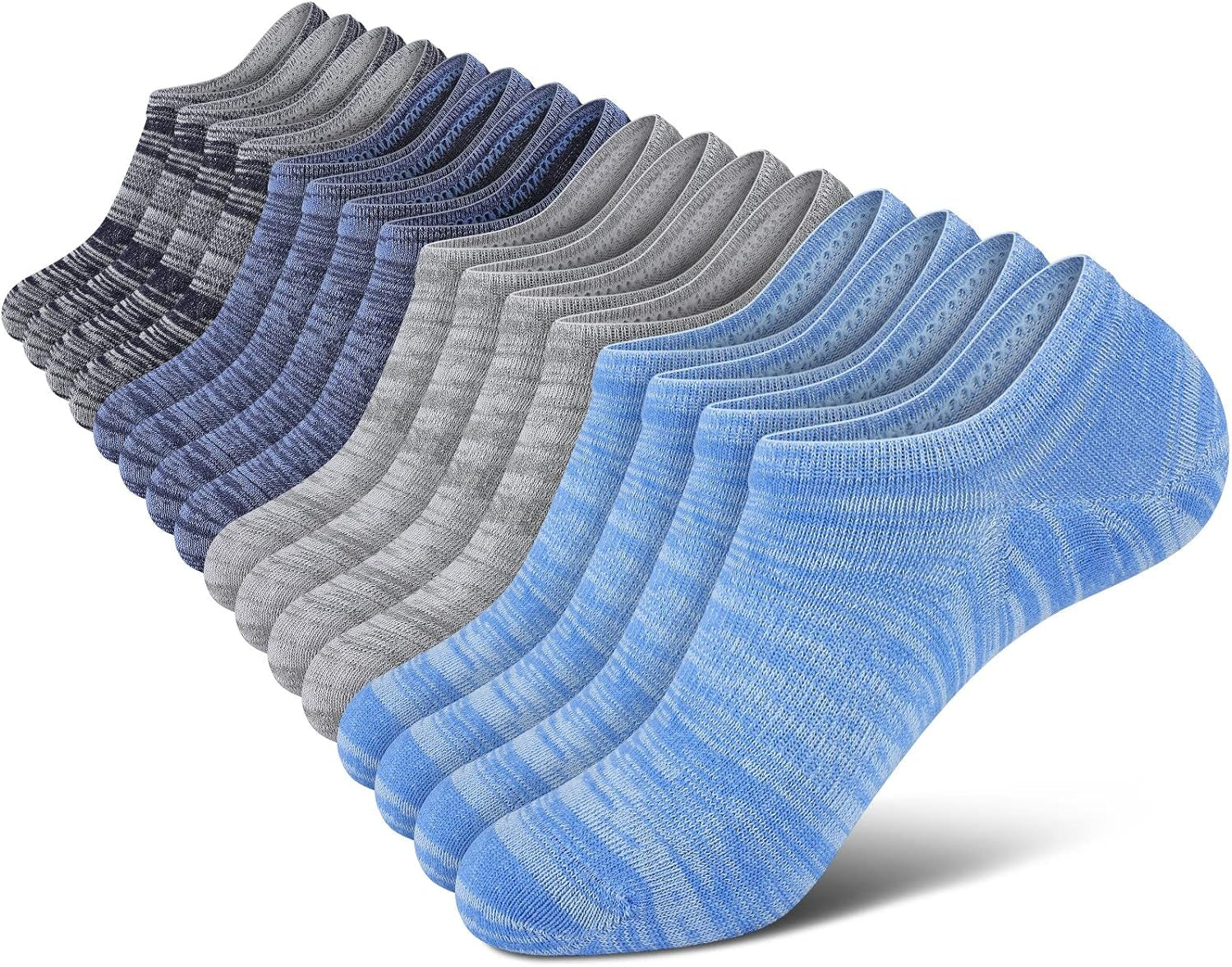 No Show Socks Men, Low Cut Ankle Short Casual Cotton Socks with Non Slip Grips 6-10/11-13