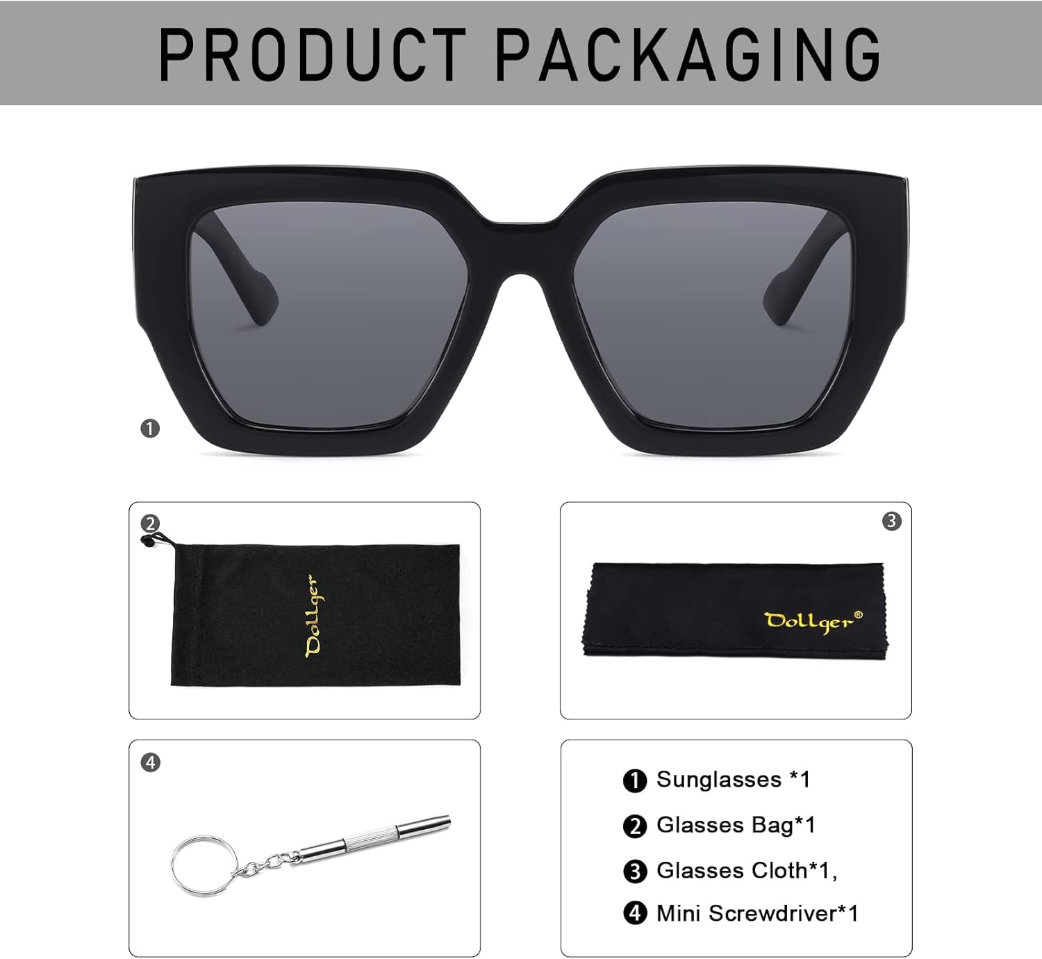 Oversized Square Polarized Sunglasses for Women Trendy Classic Retro Large Frame Sunglasses Ladies Shades UV400 Protection