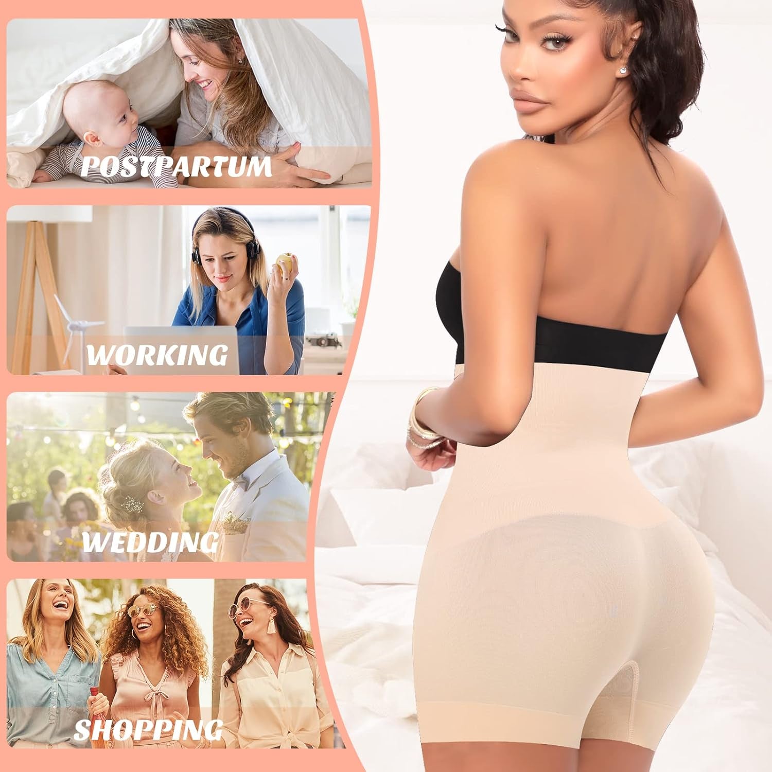 Womens High Wasited Slimming Body Shaper Boy Shorts Seamless Tummy Control Slip Shorts under Dress Shapewear