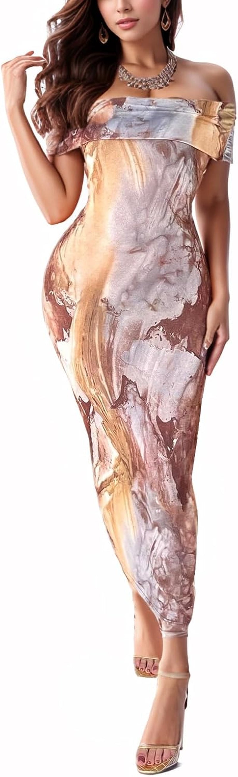 Women'S Sexy off Shoulder Maxi Dress Hawaiian Floral Evening Gown Long Dress